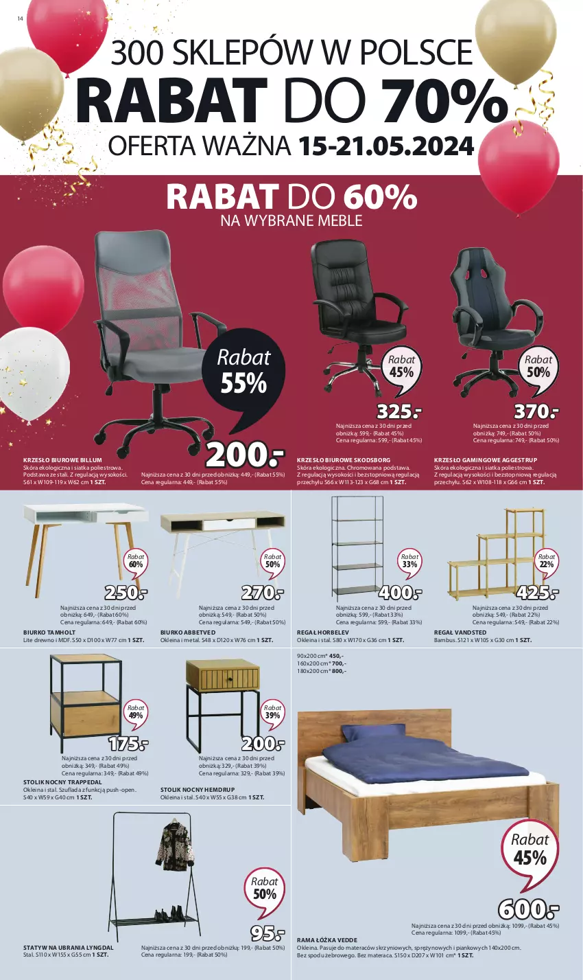 Gazetka promocyjna Jysk - Oferta tygodnia - ważna 15.05 do 21.05.2024 - strona 15 - produkty: Biurko, Biuro, Krzesło, Materac, Meble, Rama, Rama łóżka, Regał, Siatka, Sok, Statyw na ubrania, Stolik, Stolik nocny, Tera, Top, Ubrania