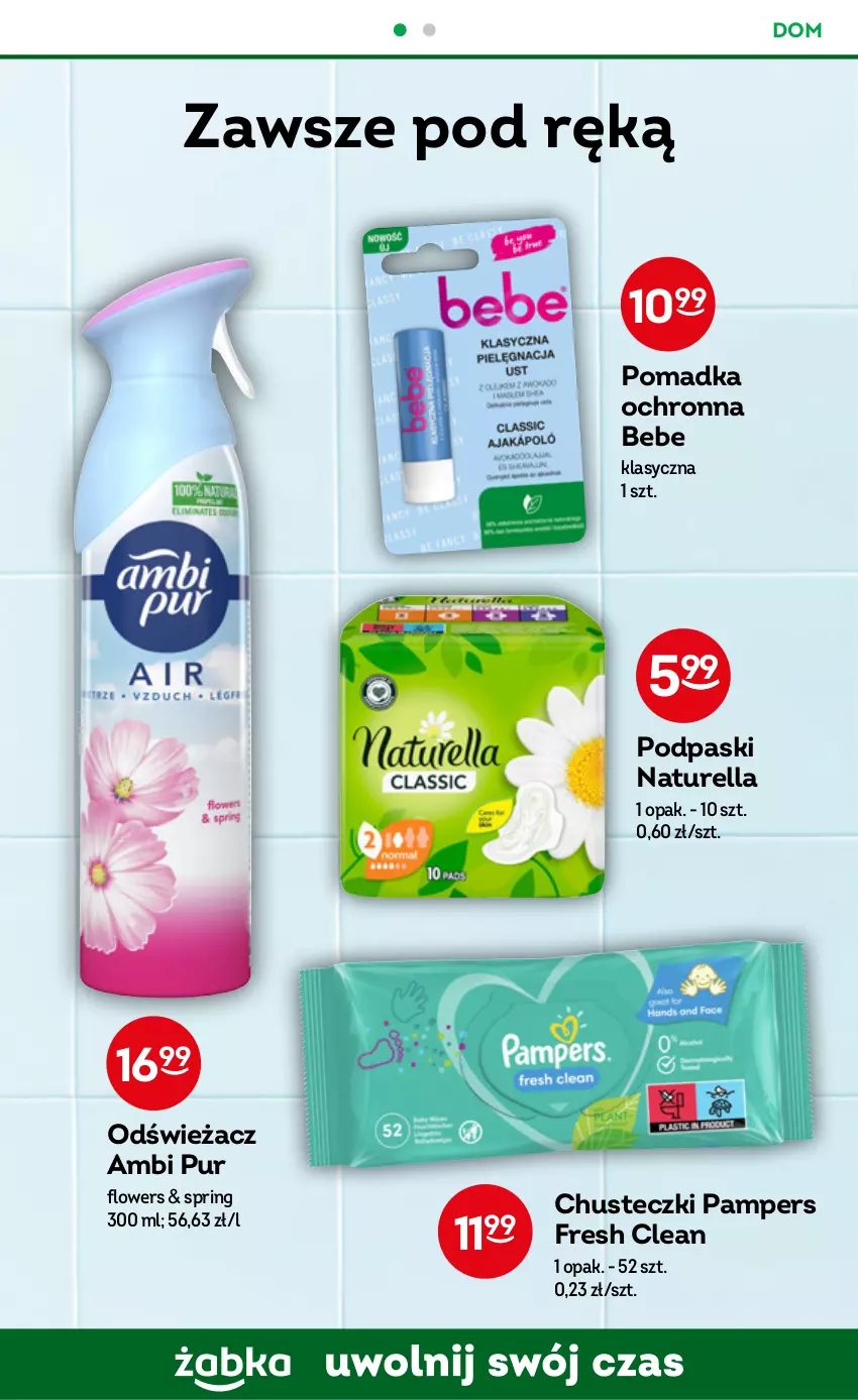 Gazetka promocyjna Żabka - ważna 15.03 do 21.03.2023 - strona 54 - produkty: Ambi Pur, Chusteczki, Naturell, Naturella, Pampers, Podpaski, Pur