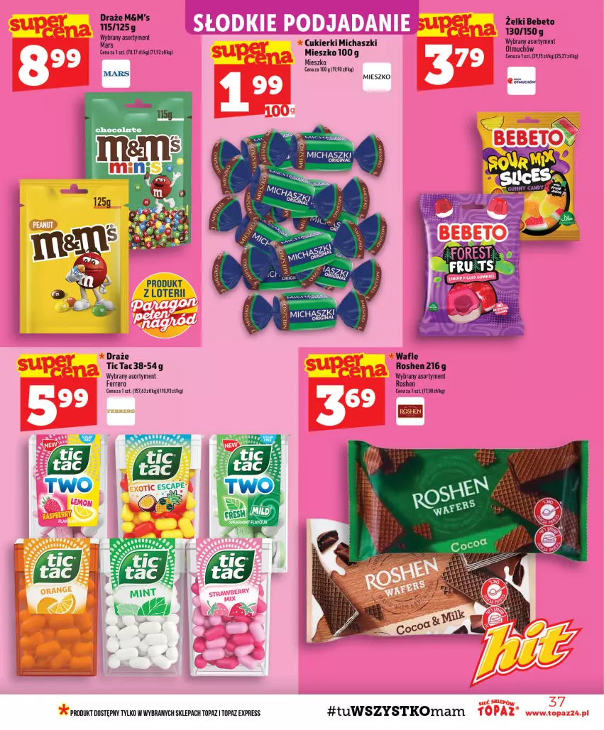 Gazetka promocyjna Topaz - Gazetka - ważna 03.09 do 09.09.2026 - strona 37 - produkty: Cukier, Cukierki, Ferrero, Gin, Mars, Top, Wafle