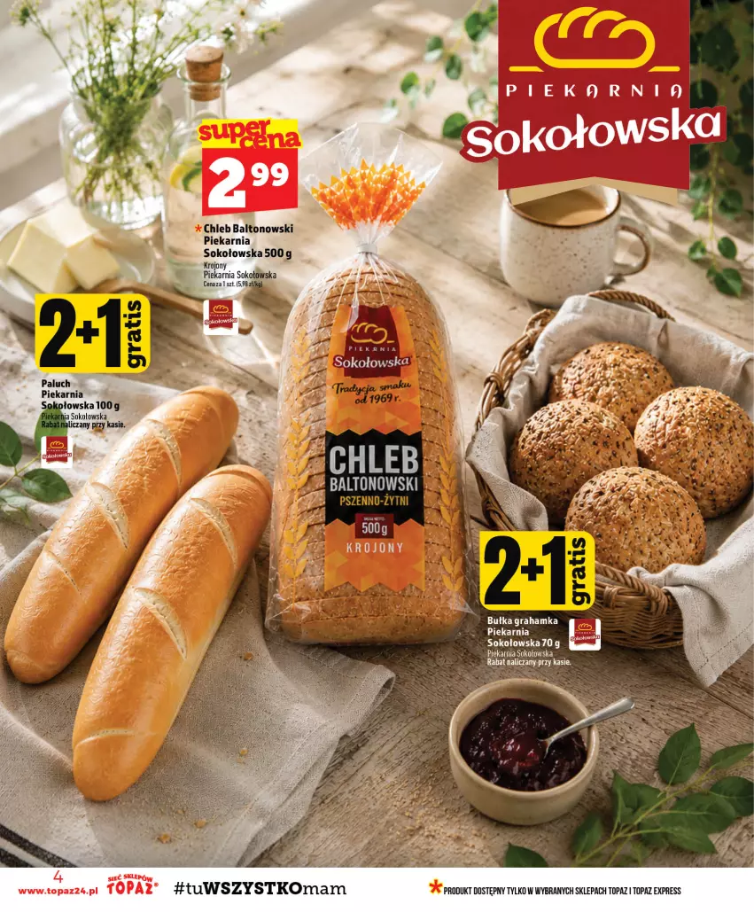 Gazetka promocyjna Topaz - Gazetka - ważna 03.09 do 09.09.2026 - strona 4 - produkty: Bułka, Bułka grahamka, Chleb, Gra, Sok, Top