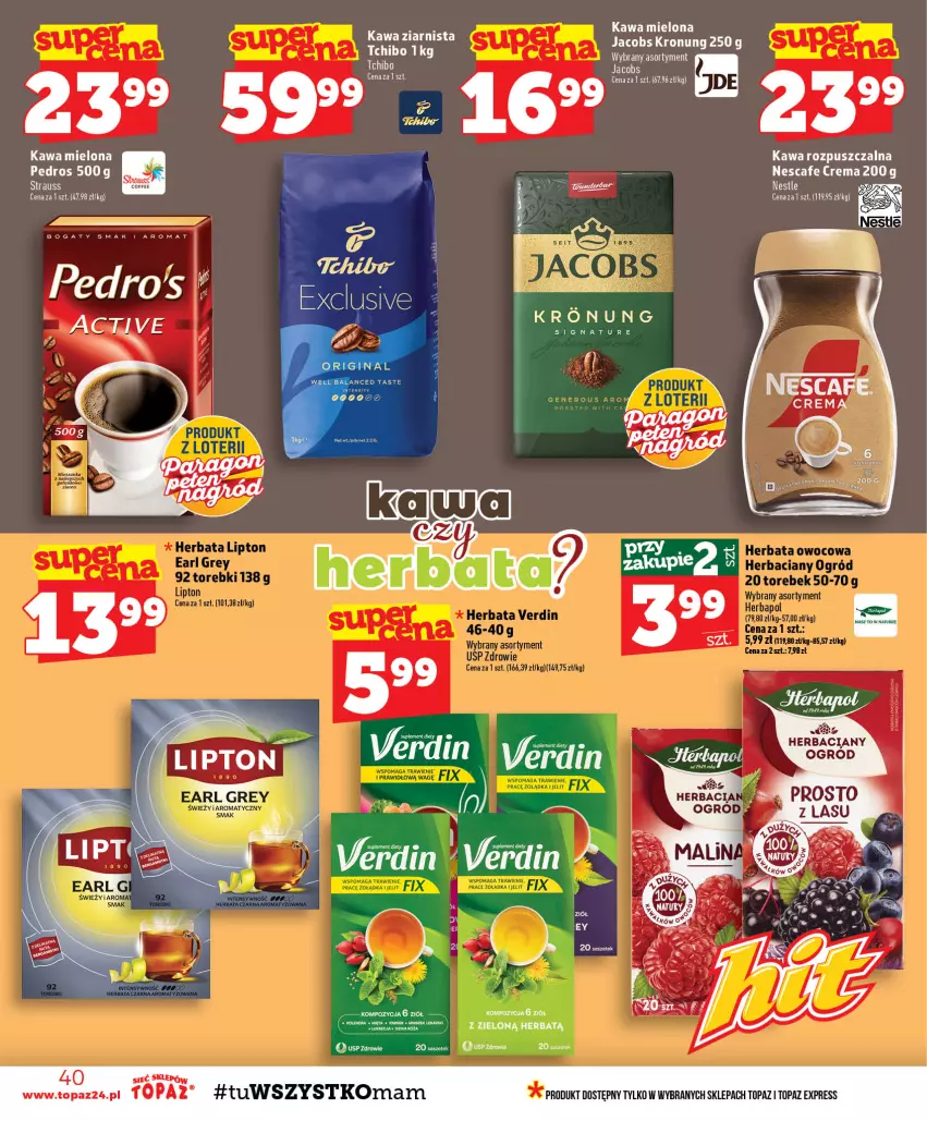 Gazetka promocyjna Topaz - Gazetka - ważna 03.09 do 09.09.2026 - strona 40 - produkty: Gres, Jacobs, Kaki, Kawa, Kawa mielona, Kawa rozpuszczalna, Kawa ziarnista, Tchibo, Top