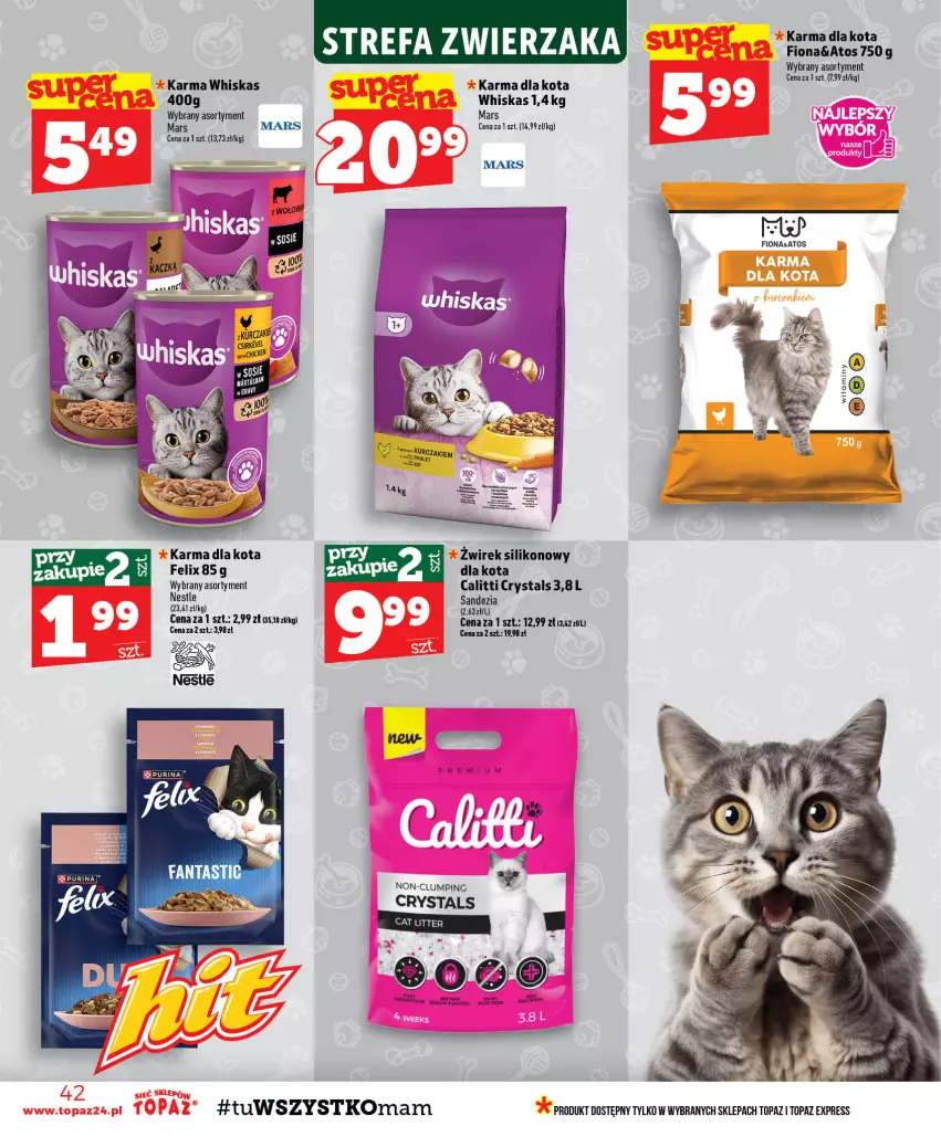 Gazetka promocyjna Topaz - Gazetka - ważna 03.09 do 09.09.2026 - strona 42 - produkty: Fa, Felix, Kurczak, Mars, Top, Whiskas