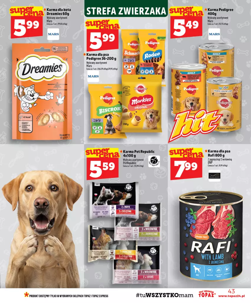 Gazetka promocyjna Topaz - Gazetka - ważna 03.09 do 09.09.2026 - strona 43 - produkty: Fa, Gala, Mars, Pedigree, Top