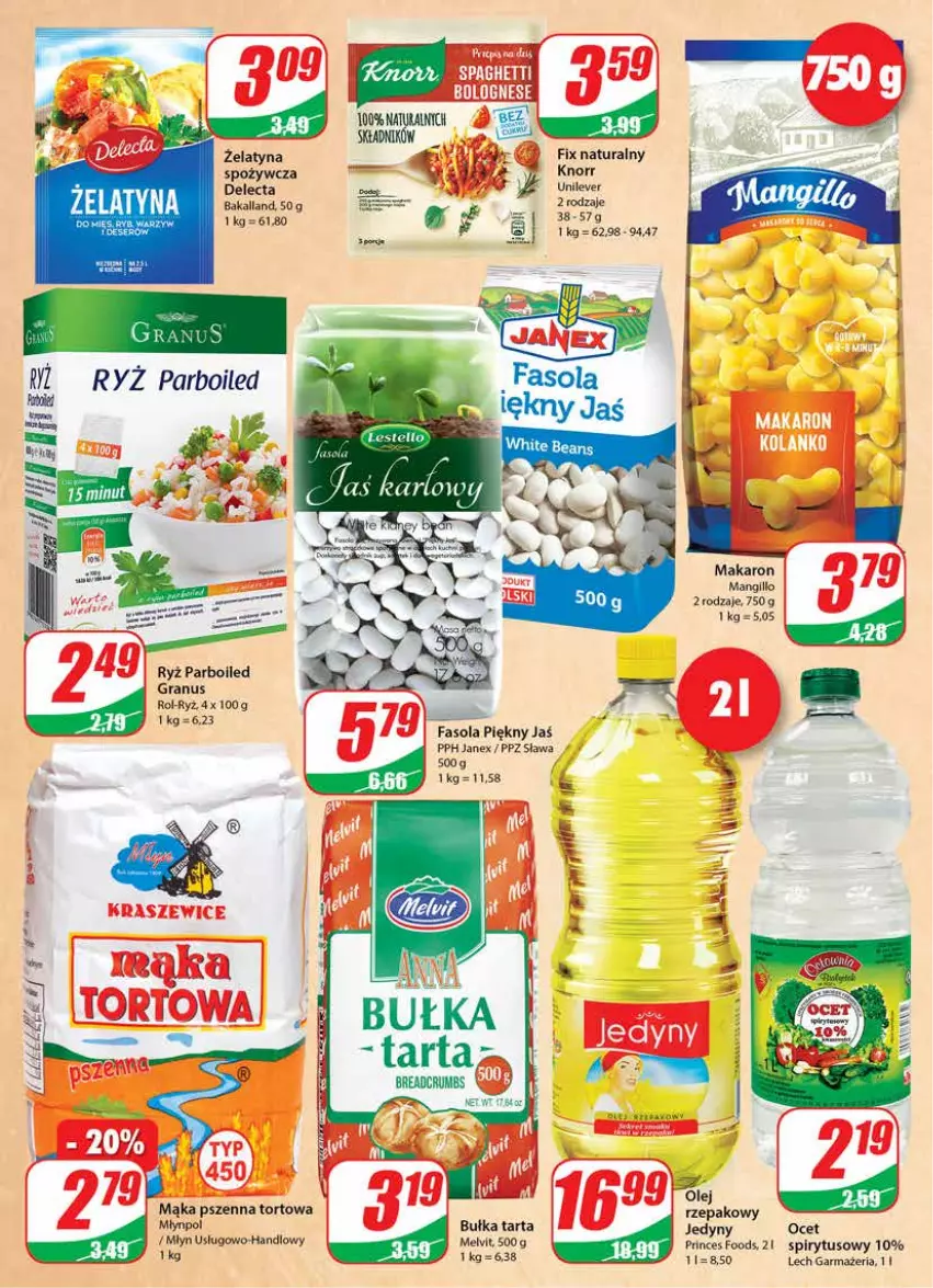 Gazetka promocyjna Dino - Gazetka - ważna 20.07 do 26.07.2022 - strona 8 - produkty: Bakalland, Bułka, Bułka tarta, Delecta, Fa, Fasola, Gra, Knorr, Mąka, Mąka pszenna, Makaron, Młynpol, Ocet, Olej, Por, Ryż, Ryż parboiled, Ser, Tarta