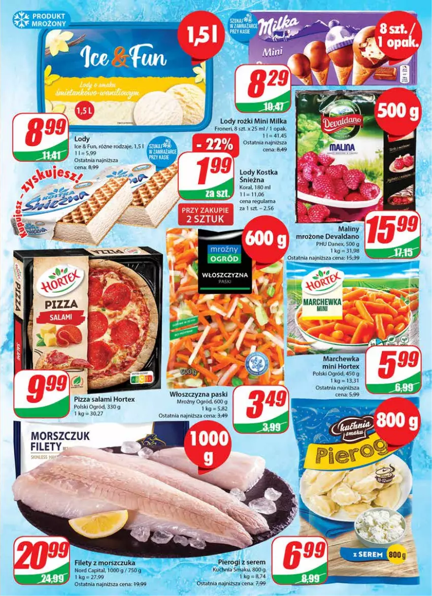 Gazetka promocyjna Dino - Gazetka - ważna 08.02 do 14.02.2023 - strona 13 - produkty: Hortex, Lody, Marchewka, Milka, Ogród, Pizza, Salami