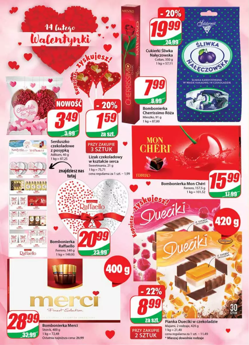 Gazetka promocyjna Dino - Gazetka - ważna 08.02 do 14.02.2023 - strona 6 - produkty: Cukier, Cukierki, Fa, Ferrero, Kakao, Merci, Raffaello, Róża, Ser