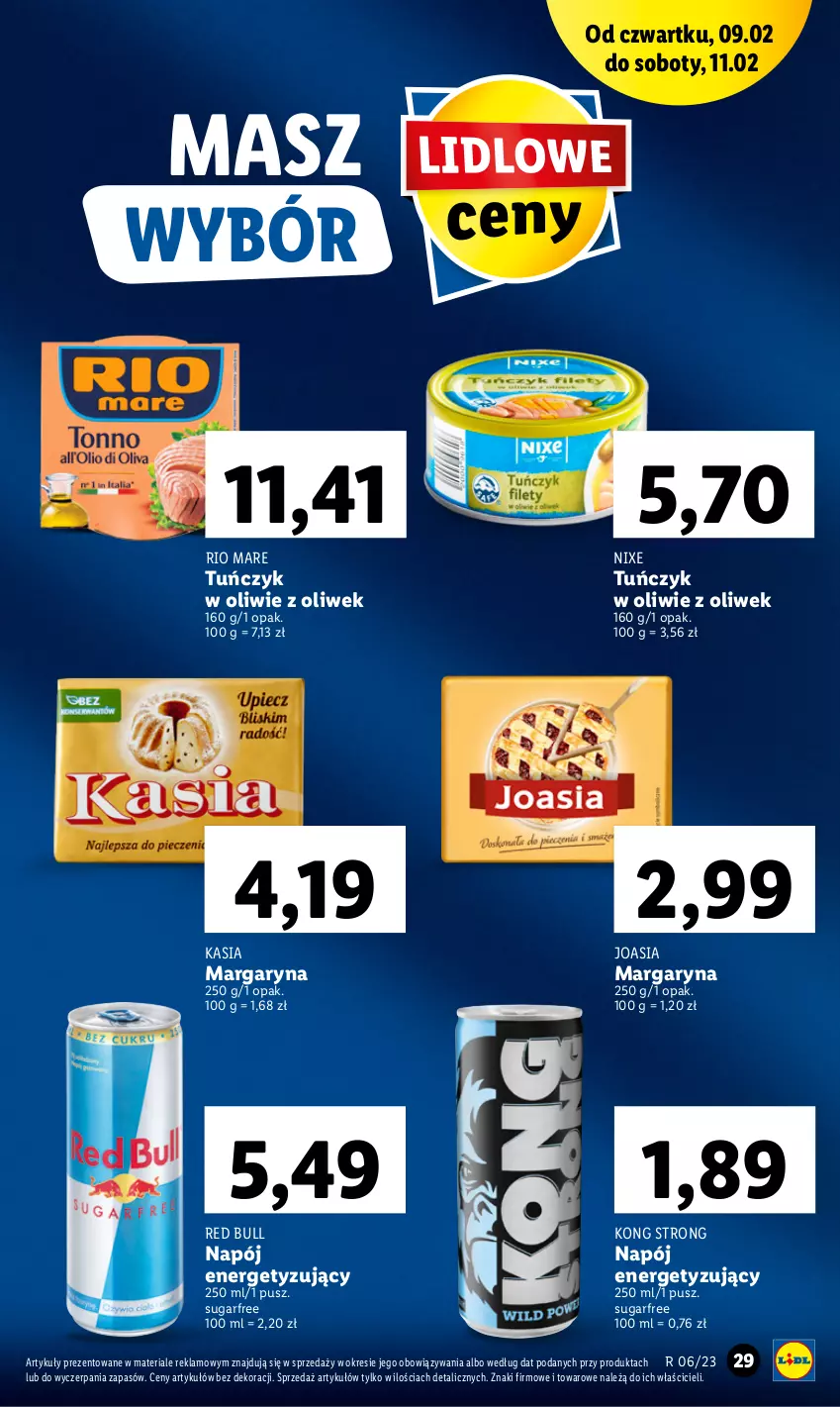 Gazetka promocyjna Lidl - GAZETKA - ważna 09.02 do 11.02.2023 - strona 31 - produkty: Kasia, Margaryna, Napój, Red Bull, Rio Mare, Tuńczyk