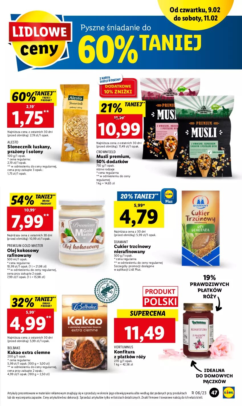 Gazetka promocyjna Lidl - GAZETKA - ważna 09.02 do 11.02.2023 - strona 49 - produkty: Cukier, Cukier trzcinowy, Diamant, Kakao, Kokos, Konfitura, Mus, Olej, Olej kokosowy