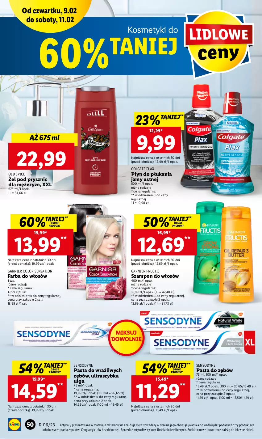 Gazetka promocyjna Lidl - GAZETKA - ważna 09.02 do 11.02.2023 - strona 54 - produkty: Colgate, Fa, Farba do włosów, Fructis, Garnier, LG, Old Spice, Pasta do zębów, Płyn do płukania, Płyn do płukania jamy ustnej, Sati, Sensodyne, Szampon