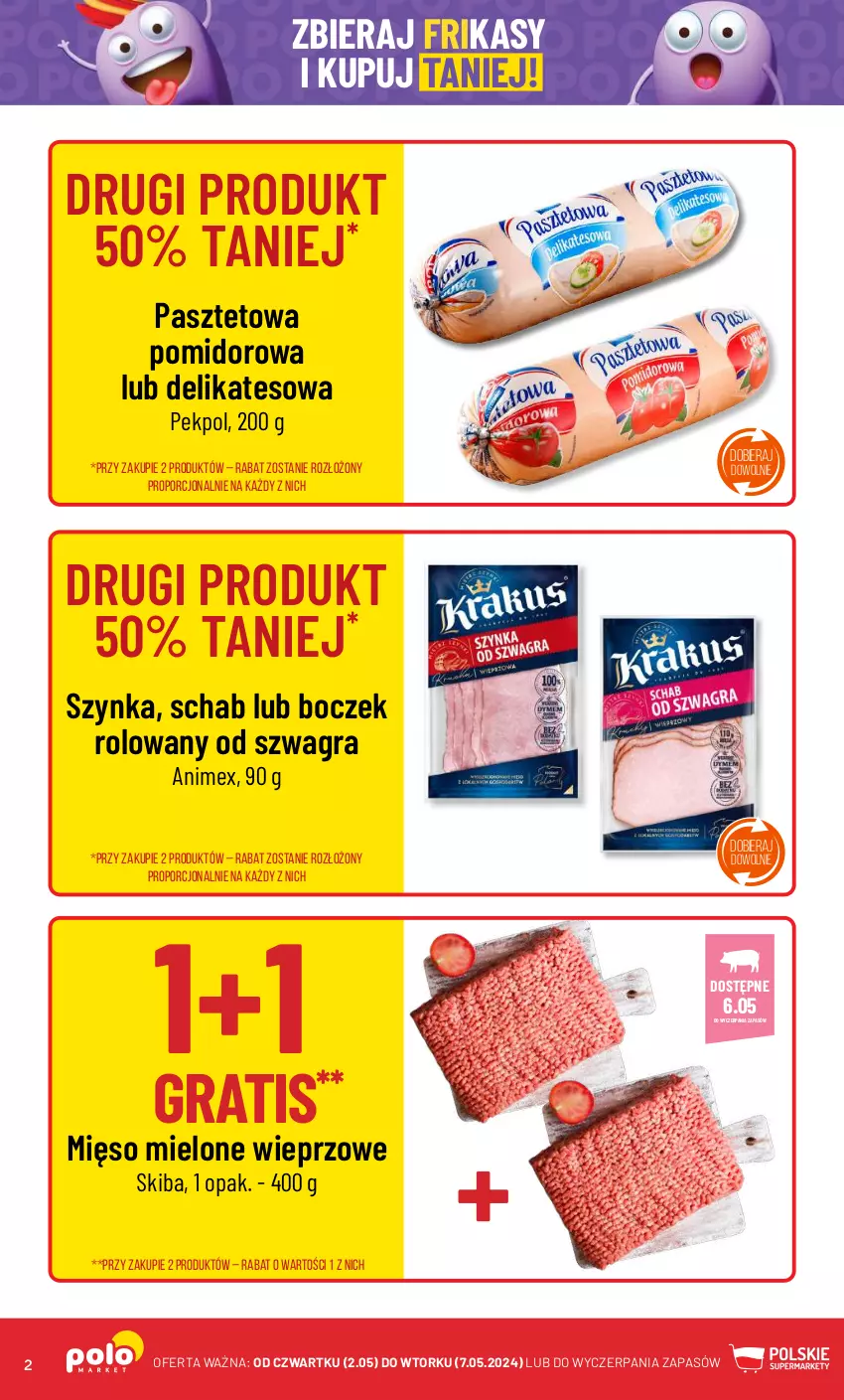 Gazetka promocyjna PoloMarket - Gazetka pomocyjna - ważna 02.05 do 07.05.2024 - strona 2 - produkty: Boczek, Gra, Mięso, Mięso mielone, Pasztet, Pekpol, Por, Szynka