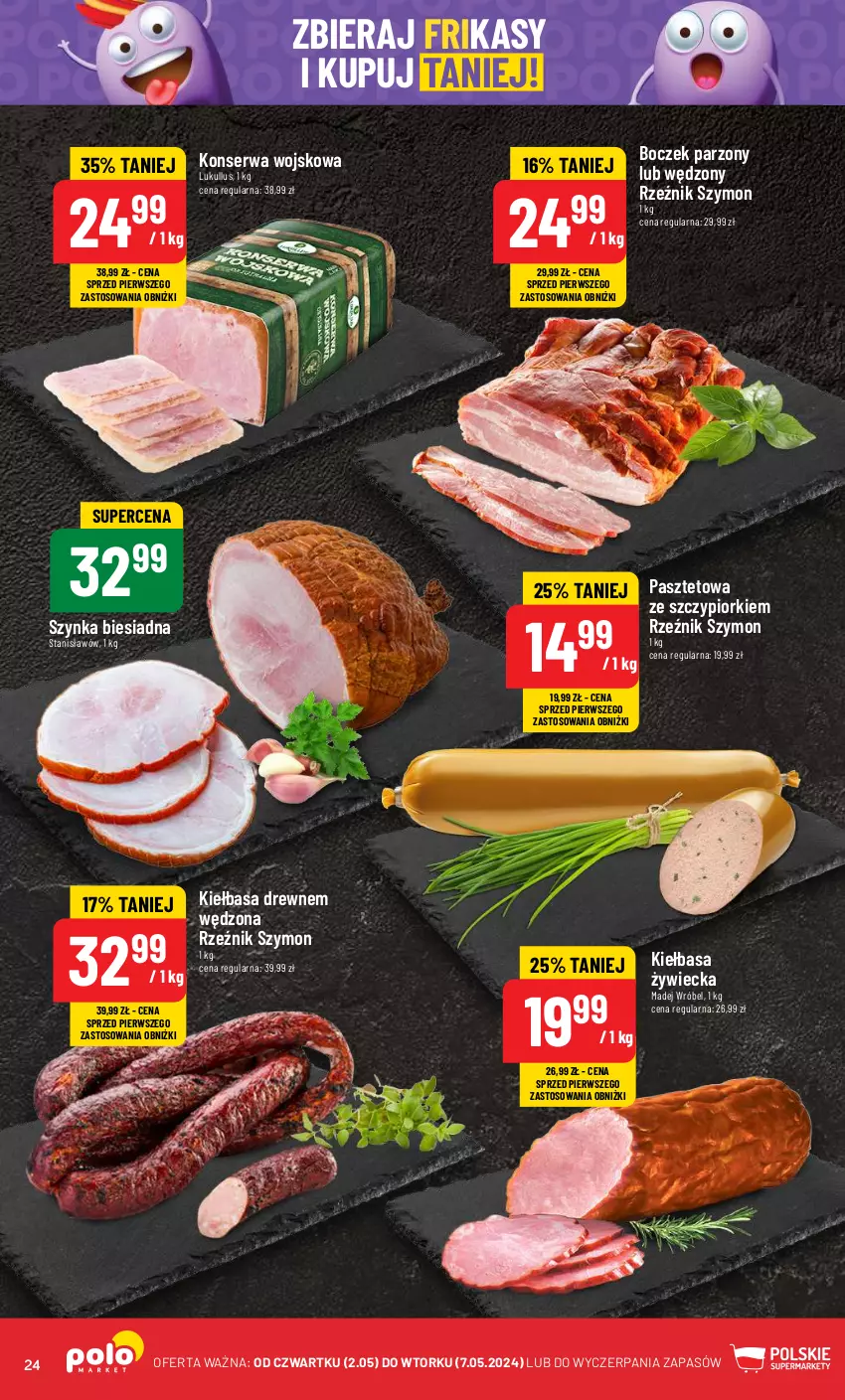 Gazetka promocyjna PoloMarket - Gazetka pomocyjna - ważna 02.05 do 07.05.2024 - strona 24 - produkty: Boczek, Kiełbasa, Madej Wróbel, Pasztet, Ser, Szynka