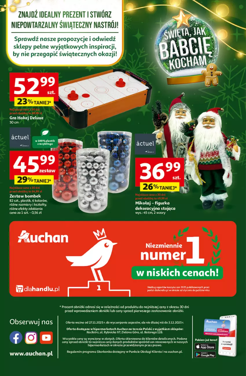 Gazetka promocyjna Auchan - Gazetka Święta jak babcię kocham Hipermarket Auchan - ważna 27.11 do 03.12.2025 - strona 45 - produkty: Gra, Kosz, Por, Zestaw bombek