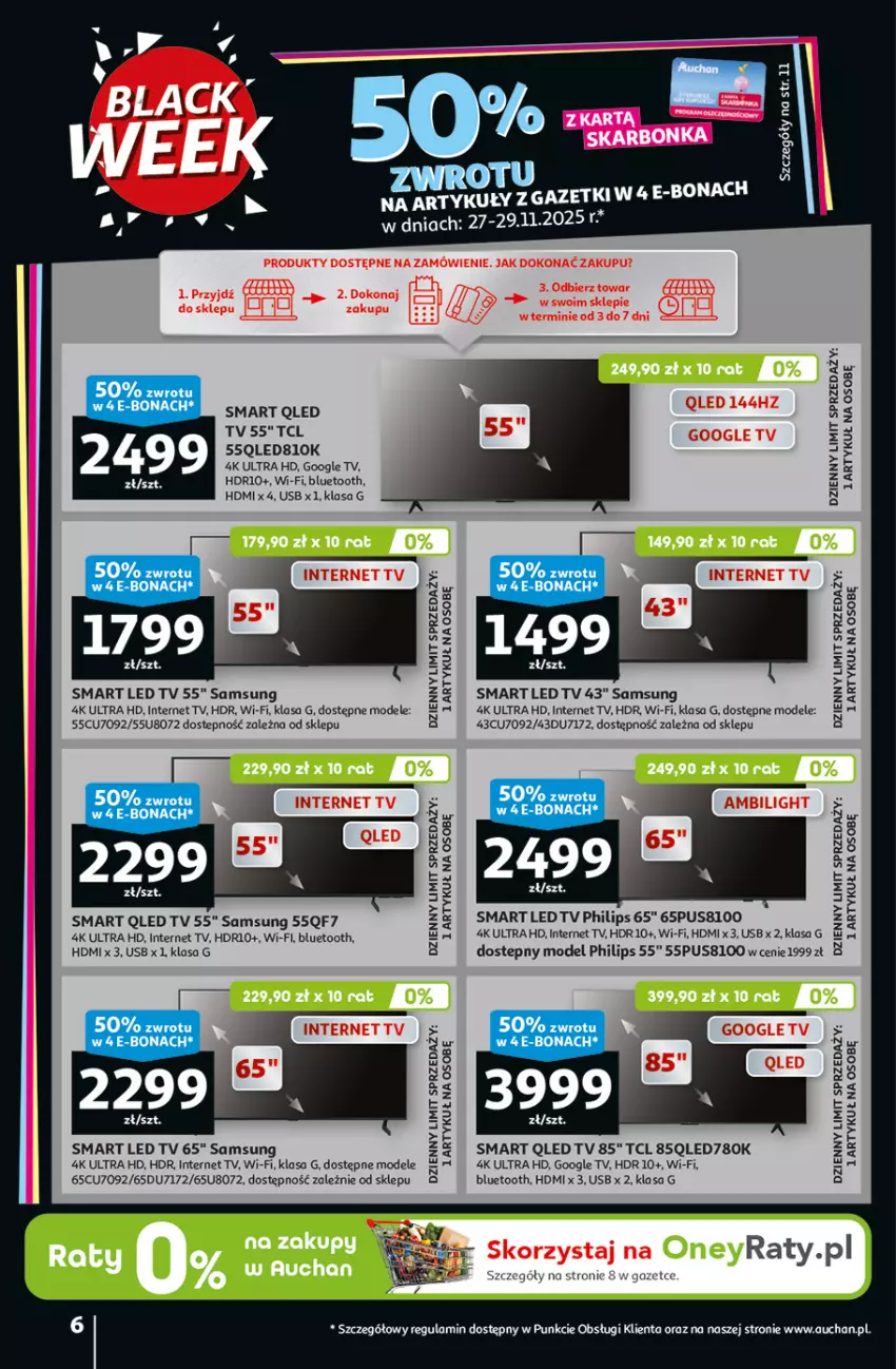Gazetka promocyjna Auchan - Gazetka Święta jak babcię kocham Hipermarket Auchan - ważna 27.11 do 03.12.2025 - strona 6 - produkty: LED TV, Philips, Samsung