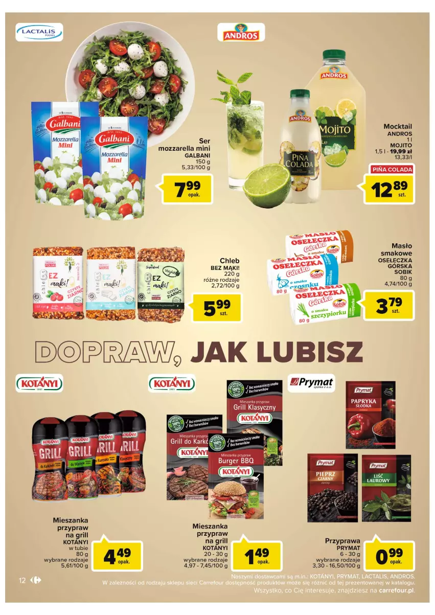 Gazetka promocyjna Carrefour - Gazetka Łomża grilluje ze smakiem - ważna 08.06 do 18.06.2022 - strona 12 - produkty: Burger, Chleb, Galbani, Grill, Laur, Masło, Mozzarella, Papryka, Prymat, Ser