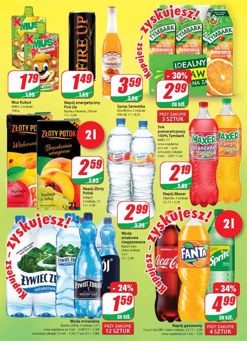 Gazetka promocyjna Dino - Gazetka - ważna 21.04 do 20.04.2021 - strona 2 - produkty: Coca-Cola, Kubuś, Maxer, Mus, Napój, Napój energetyczny, Napój gazowany, Ser, Sok, Syrop, Tymbark, Woda, Woda mineralna