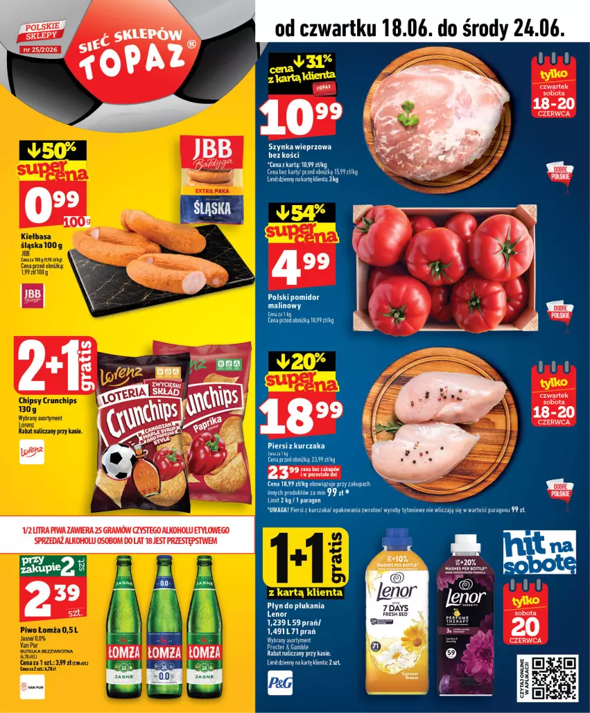 Gazetka promocyjna Topaz - Gazetka - ważna 18.06 do 24.06.2026 - strona 1 - produkty: Szynka, Szynka wieprzowa