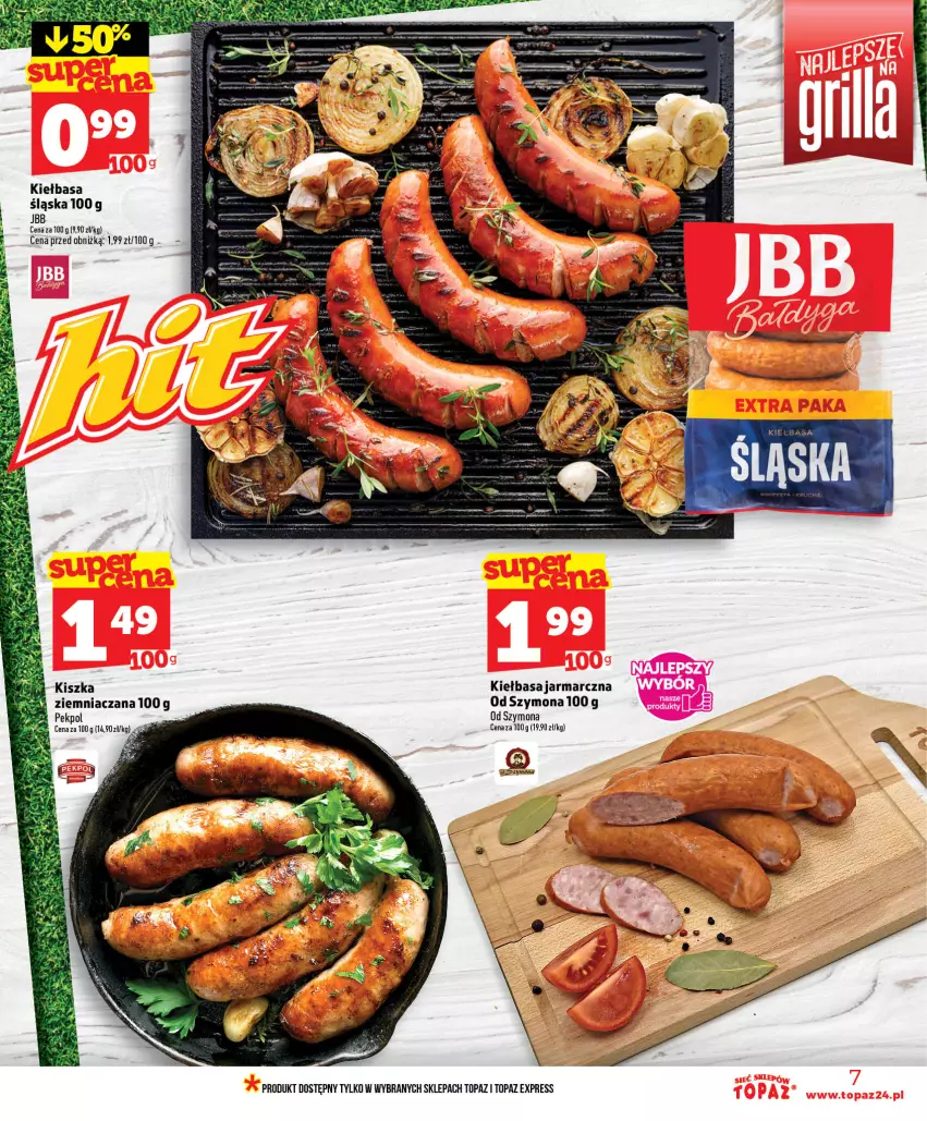 Gazetka promocyjna Topaz - Gazetka - ważna 18.06 do 24.06.2026 - strona 7 - produkty: Kiełbasa, Kiełbasa śląska, Pekpol, Top
