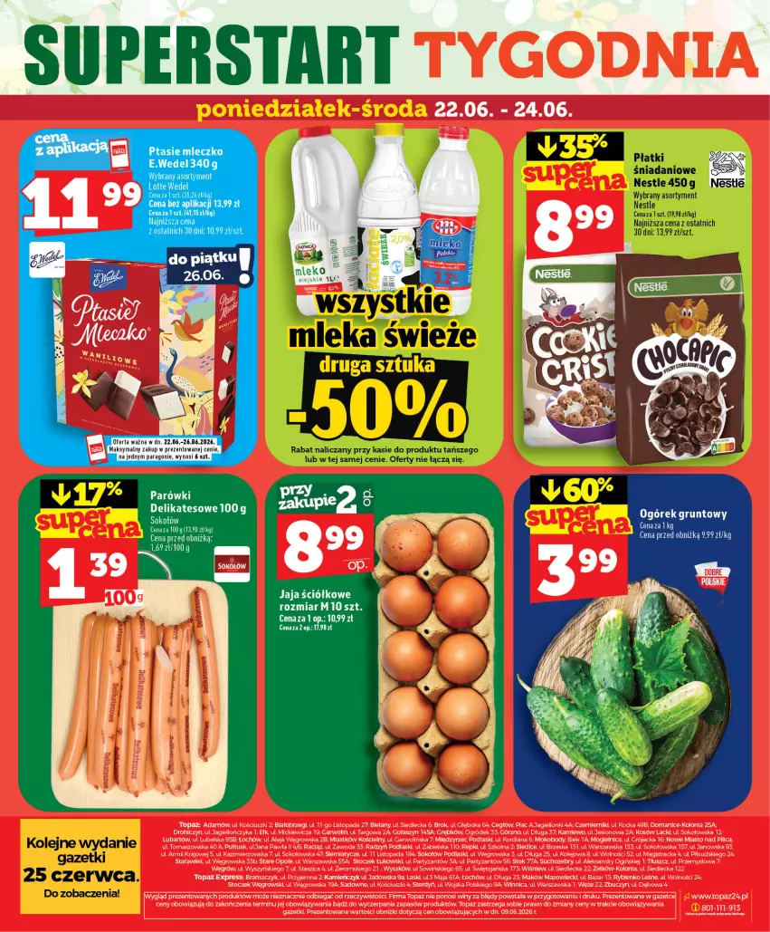 Gazetka promocyjna Topaz - Gazetka - ważna 18.06 do 24.06.2026 - strona 74 - produkty: Bielska, Body, Jaja, KOBO, Lack, Ogród, Olej, Podlaski, Pur, Sok, Sokołów, Top, Woda