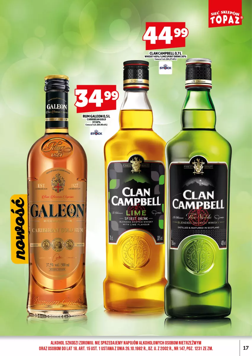 Gazetka promocyjna Topaz - Gazetka - ważna 01.09 do 15.09.2026 - strona 19 - produkty: Bell, Leon, Rum, Ser, Whisky
