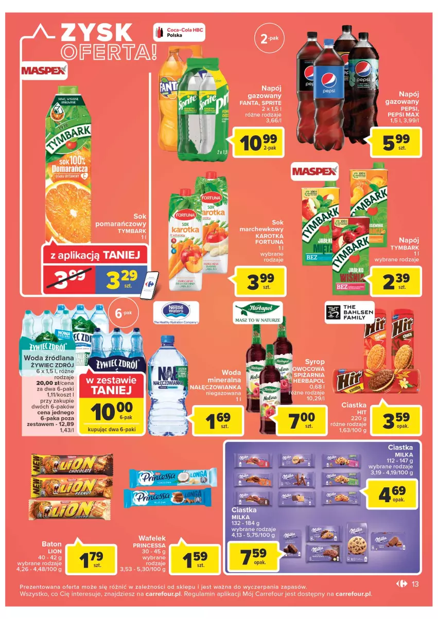 Gazetka promocyjna Carrefour - Gazetka Market Zyskoteka - ważna 11.10 do 15.10.2022 - strona 13 - produkty: Ciastka, Kosz, LANA, Milka, Woda