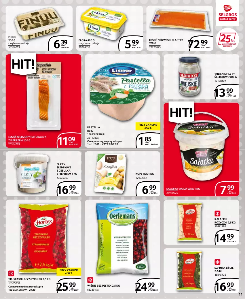 Gazetka promocyjna Selgros - Extra Oferta - ważna 01.01 do 31.01.2022 - strona 11 - produkty: Finuu, Flora, Kalafior, Kopytka, Pastella, Pieprz, Sałat, Sałatka, Sałatka warzywna, Stek, Szpinak, Truskawki