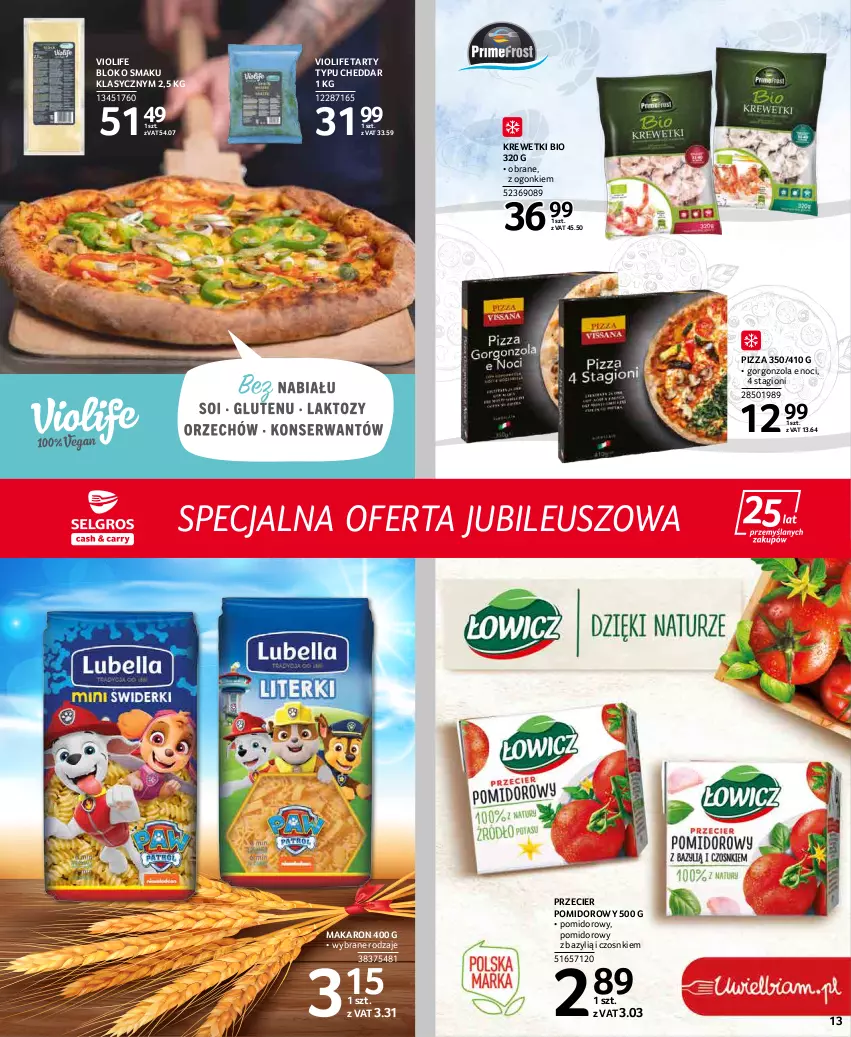 Gazetka promocyjna Selgros - Extra Oferta - ważna 01.01 do 31.01.2022 - strona 13 - produkty: Bazyl, Cheddar, Gorgonzola, Krewetki, Makaron, Pizza