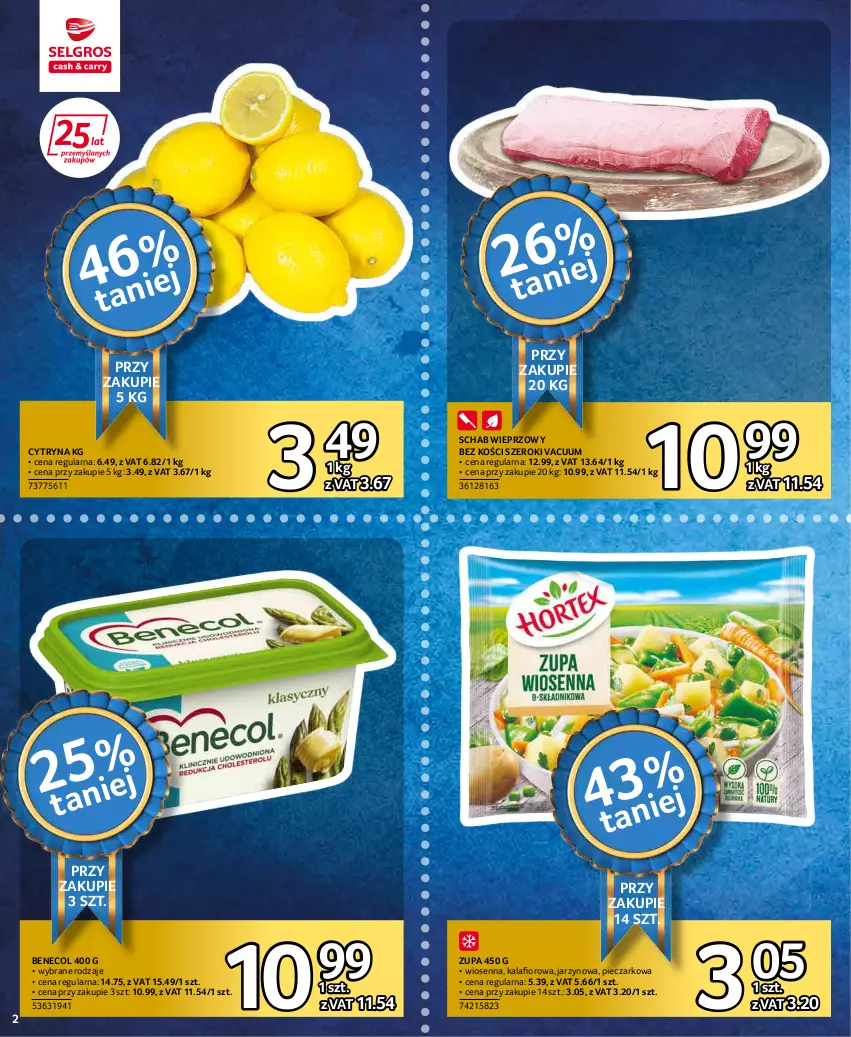 Gazetka promocyjna Selgros - Extra Oferta - ważna 01.01 do 31.01.2022 - strona 2 - produkty: Benecol, Kalafior, Piec, Schab wieprzowy, Zupa