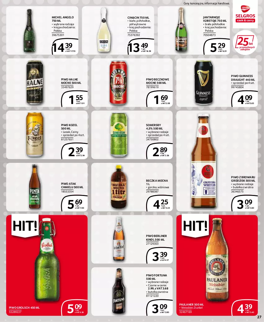 Gazetka promocyjna Selgros - Extra Oferta - ważna 01.01 do 31.01.2022 - strona 27 - produkty: Fortuna, Kozel, Piwo, Somersby