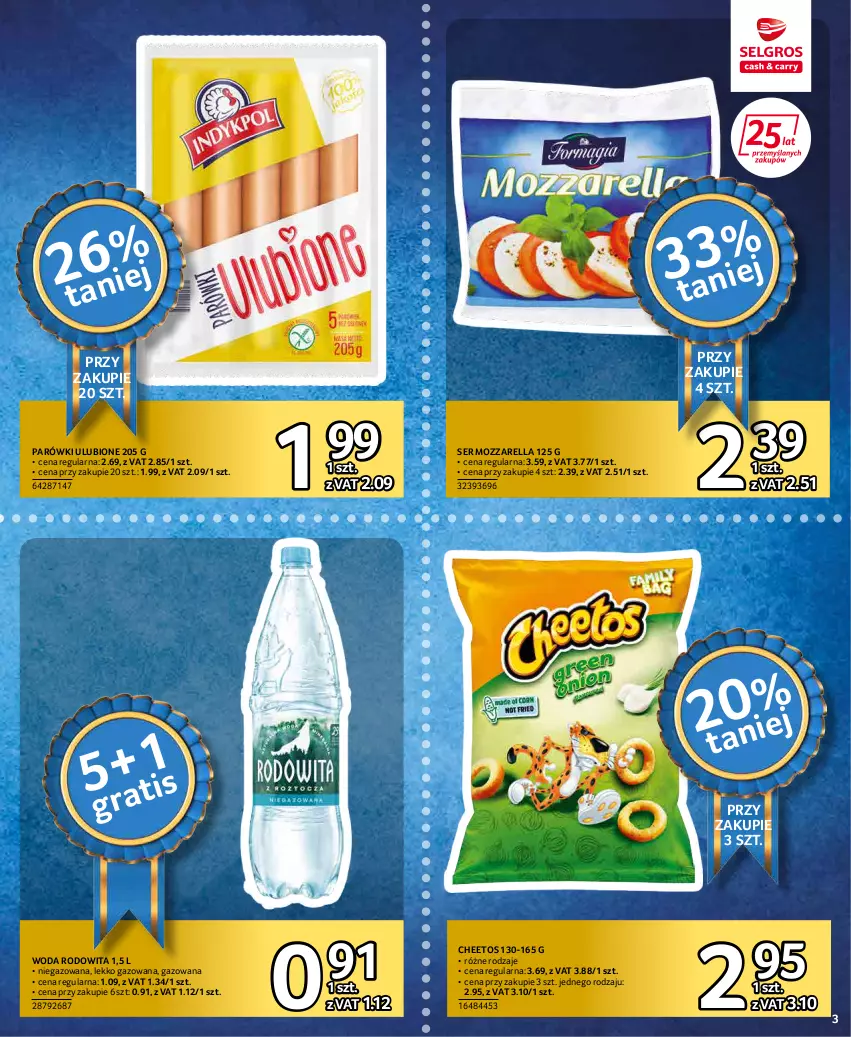 Gazetka promocyjna Selgros - Extra Oferta - ważna 01.01 do 31.01.2022 - strona 3 - produkty: Cheetos, Gra, Mozzarella, Parówki, Ser, Woda