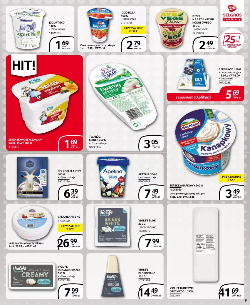 Gazetka promocyjna Selgros - Extra Oferta - ważna 01.01 do 31.01.2022 - strona 9 - produkty: Bell, Bella, Deser, Jogobella, Jogurt, Kokos, Ser, Ser kozi, Serek, Serek homogenizowany, Serek kanapkowy, Twaróg