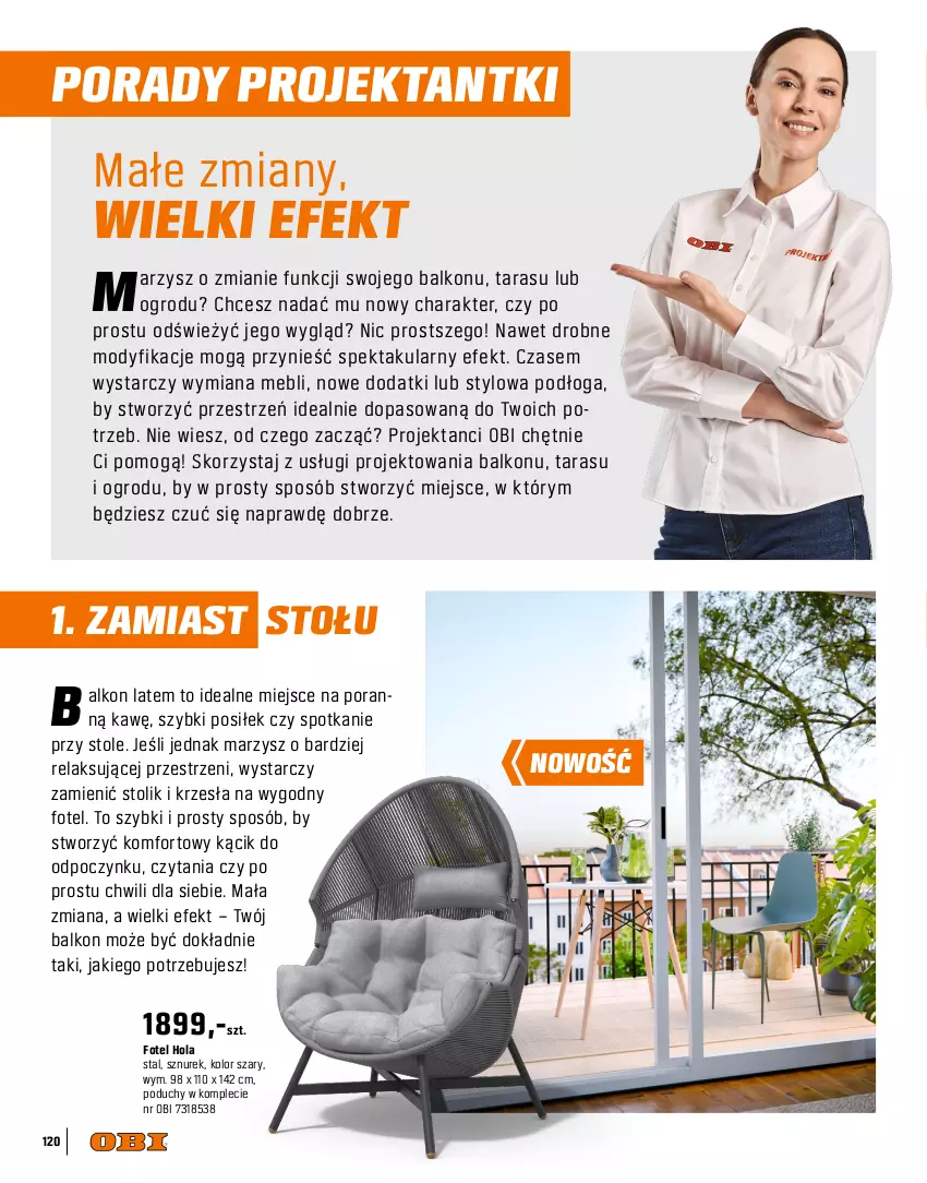 Gazetka promocyjna Obi - Gazetka OBI - ważna 09.04 do 31.07.2025 - strona 120 - produkty: Cappuccino, Fa, Fotel, Jadalnia, Kamera, Poducha, Por, Sofa, Stół, Stolik, Sznurek