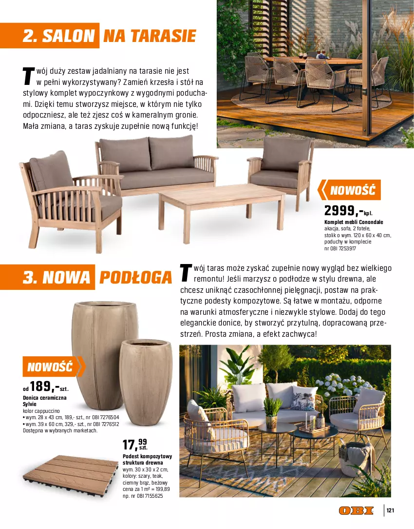 Gazetka promocyjna Obi - Gazetka OBI - ważna 09.04 do 31.07.2025 - strona 121 - produkty: Cappuccino, Fa, Fotel, Jadalnia, Kamera, Poducha, Por, Sofa, Stół, Stolik, Sznurek