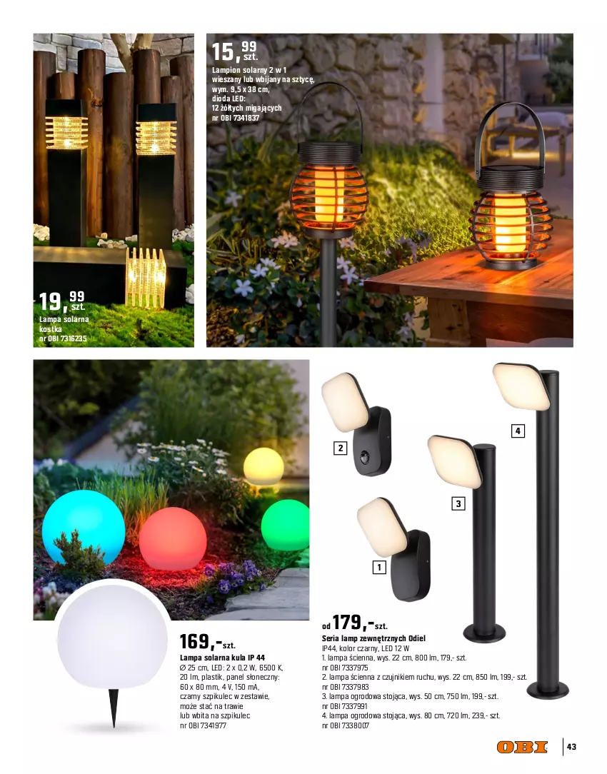 Gazetka promocyjna Obi - Gazetka OBI - ważna 09.04 do 31.07.2025 - strona 43 - produkty: Lampa, Lampa ścienna, Lampion, Ser, Słupek
