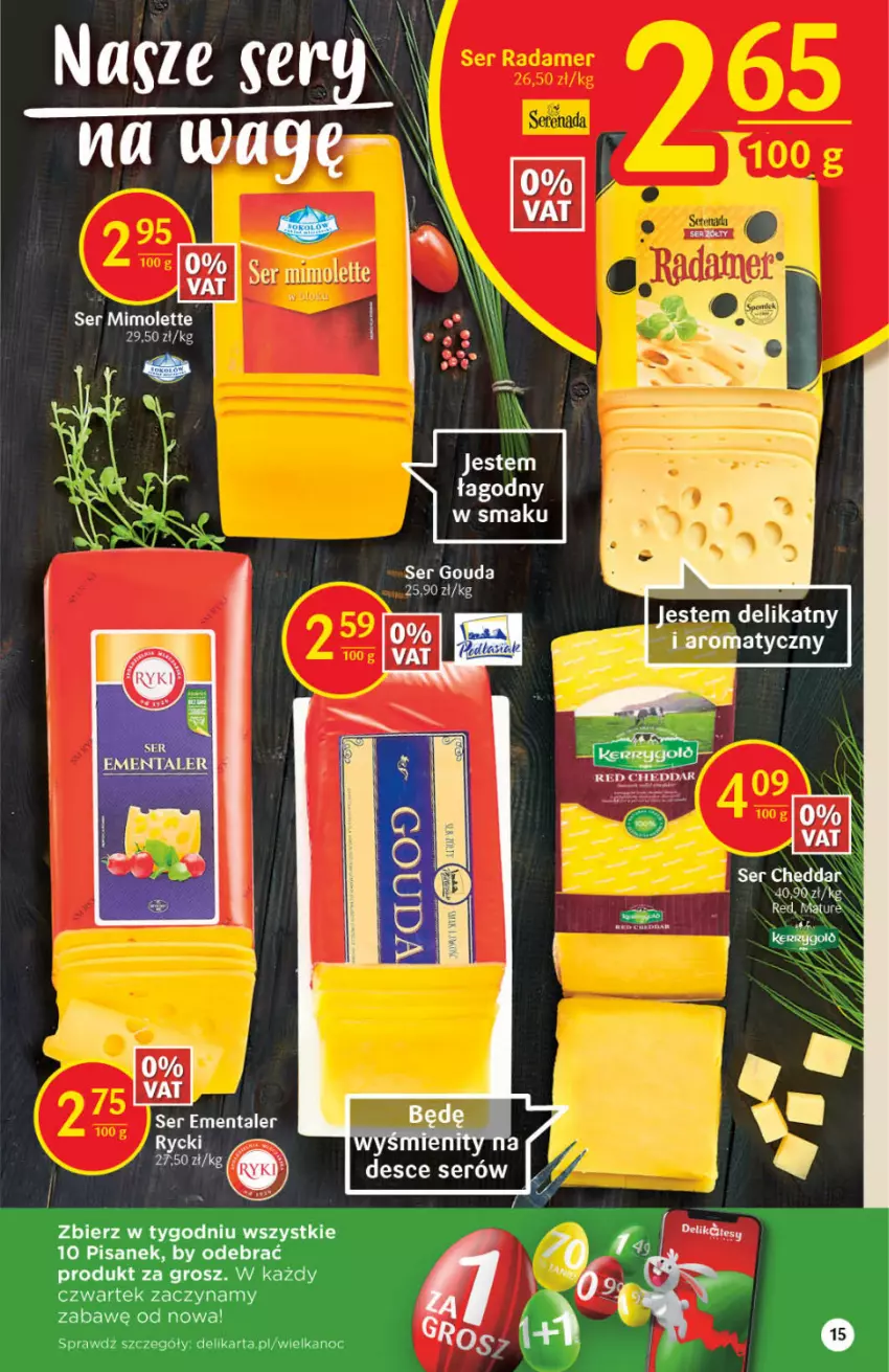 Gazetka promocyjna Delikatesy Centrum - Gazetka DC10 - ważna 10.03 do 16.03.2022 - strona 15 - produkty: Cheddar, Gouda, Mimolette, Ser