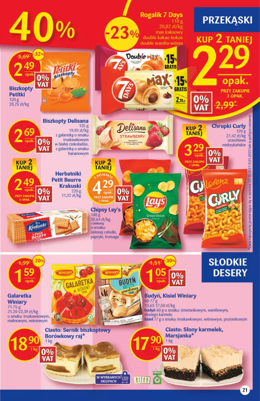 Gazetka promocyjna Delikatesy Centrum - Gazetka DC10 - ważna 10.03 do 16.03.2022 - strona 21 - produkty: Biszkopty, Budyń, Chipsy, Deser, Gala, Galaretka, Gra, Herbatniki, Isana, Kisiel, Krakus, Krakuski, Mars, Ser, Winiary