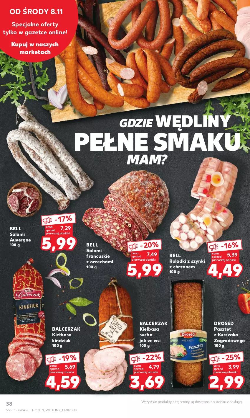 Gazetka promocyjna Kaufland - Gazetka tygodnia - ważna 08.11 do 15.11.2023 - strona 38 - produkty: Bell, Chrzan, Kiełbasa, Kindziuk, Kurczak, Pasztet, Salami