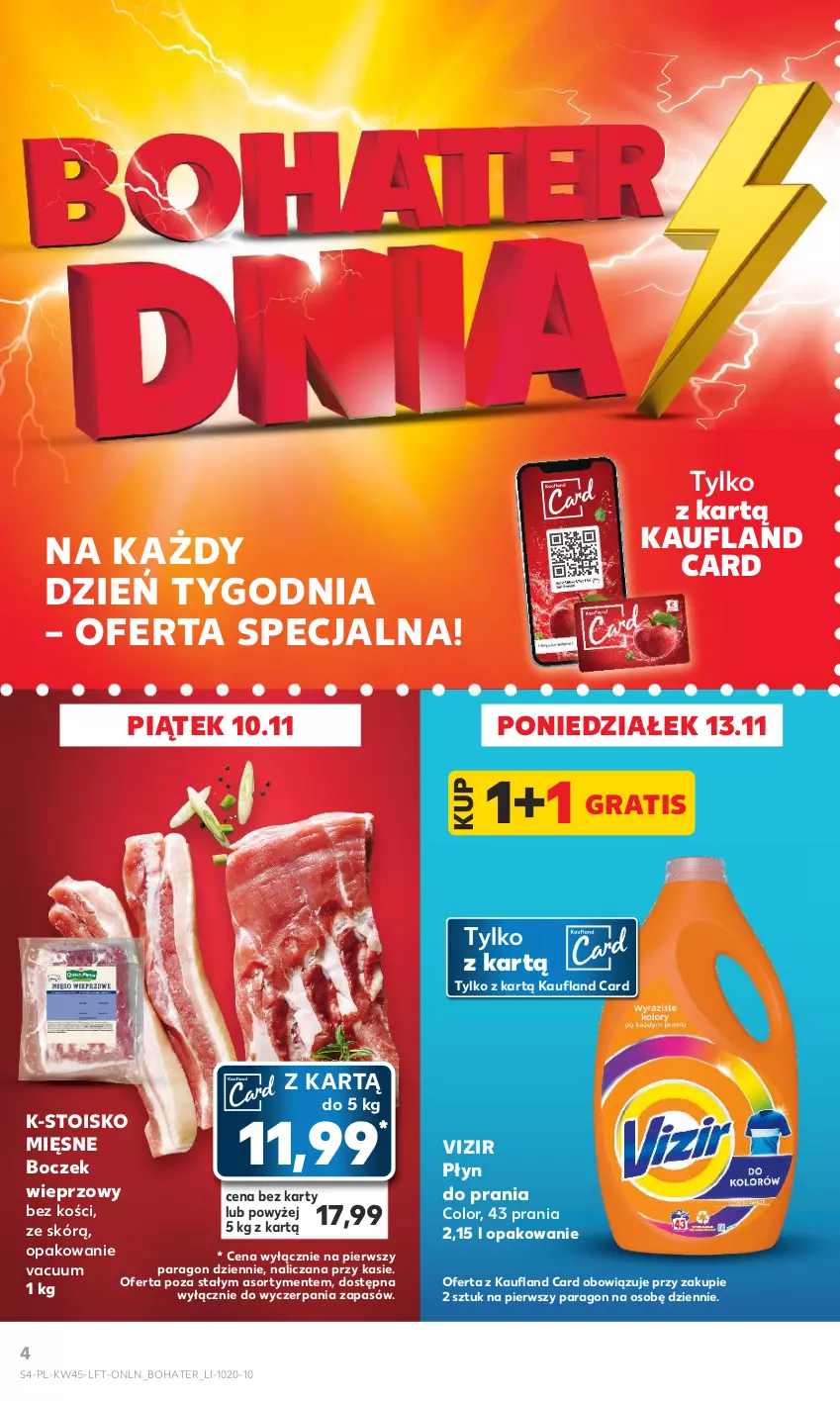 Gazetka promocyjna Kaufland - Gazetka tygodnia - ważna 08.11 do 15.11.2023 - strona 4 - produkty: Boczek, Boczek wieprzowy, Gra, Płyn do prania, Vizir