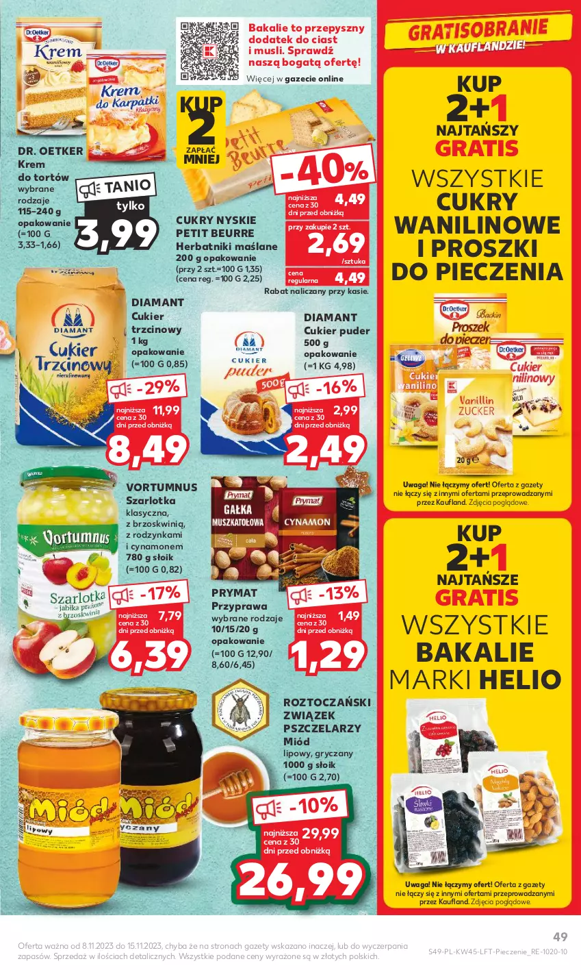 Gazetka promocyjna Kaufland - Gazetka tygodnia - ważna 08.11 do 15.11.2023 - strona 49 - produkty: Cukier, Cukier puder, Cukier trzcinowy, Diamant, Dr. Oetker, Gra, Gry, Helio, Herbatniki, Krem do tortów, Miód, Mus, Piec, Prymat, Puder, Szarlotka, Waga