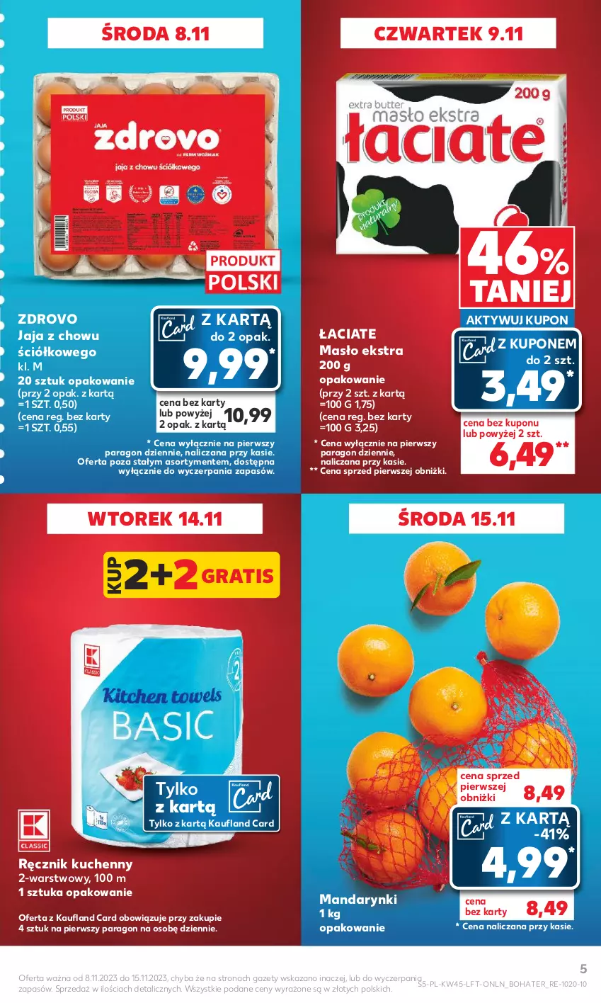 Gazetka promocyjna Kaufland - Gazetka tygodnia - ważna 08.11 do 15.11.2023 - strona 5 - produkty: Gra, Jaja, Mandarynki, Masło, Ręcznik, Ręcznik kuchenny