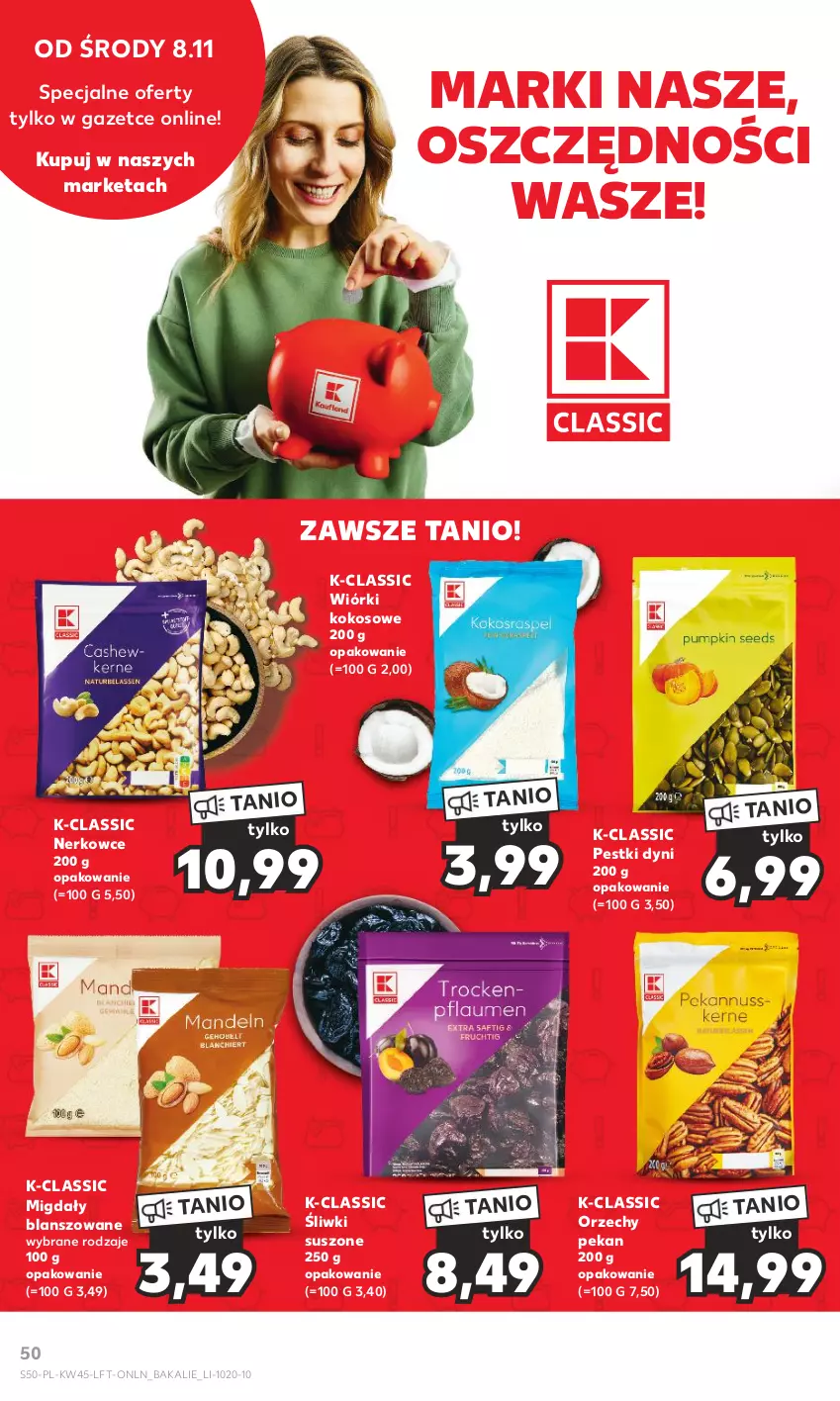 Gazetka promocyjna Kaufland - Gazetka tygodnia - ważna 08.11 do 15.11.2023 - strona 50 - produkty: Kokos, Migdały, Pestki dyni, Wiórki kokosowe