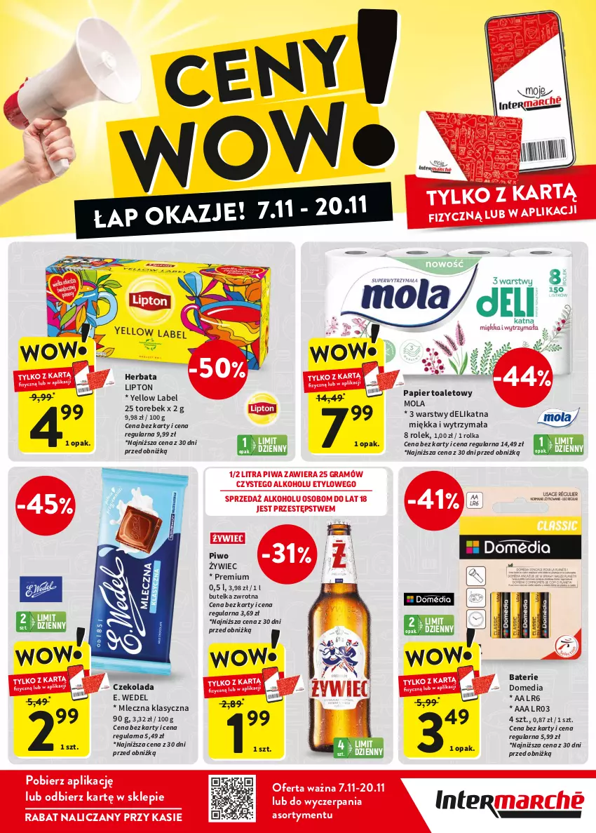 Gazetka promocyjna Intermarche - Gazetka Intermarche - ważna 07.11 do 20.11.2024 - strona 2 - produkty: Czekolada, E. Wedel, Gra, Herbata, Lipton, Mola, Papier, Papier toaletowy, Piwa, Piwo