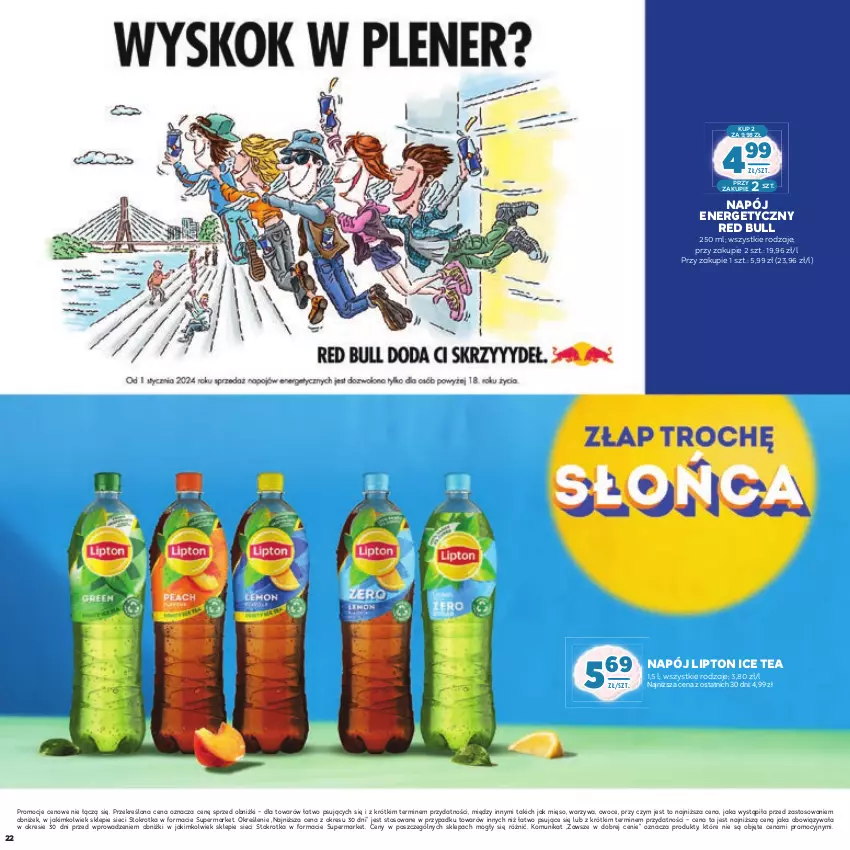 Gazetka promocyjna Stokrotka - Łap okazje - ważna 13.06.2023 do 26.06.2024 - strona 22 - produkty: Ice tea, Lipton, Mięso, Napój, Napój energetyczny, Owoce, Red Bull, Warzywa