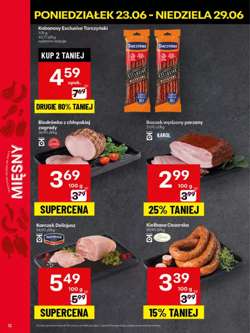 Gazetka promocyjna Delikatesy Centrum - Franczyza DC26 Poniedziałek - ważna 23.06 do 29.06.2025 - strona 12 - produkty: Boczek, Kabanos, Tarczyński