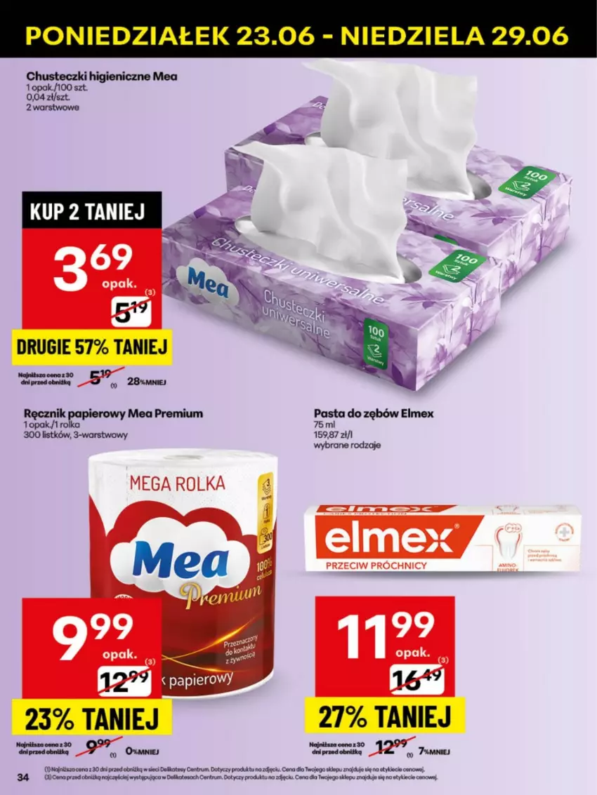 Gazetka promocyjna Delikatesy Centrum - Franczyza DC26 Poniedziałek - ważna 23.06 do 29.06.2025 - strona 34 - produkty: Chusteczki, Elmex, Pasta do zębów, Ręcznik, Rum