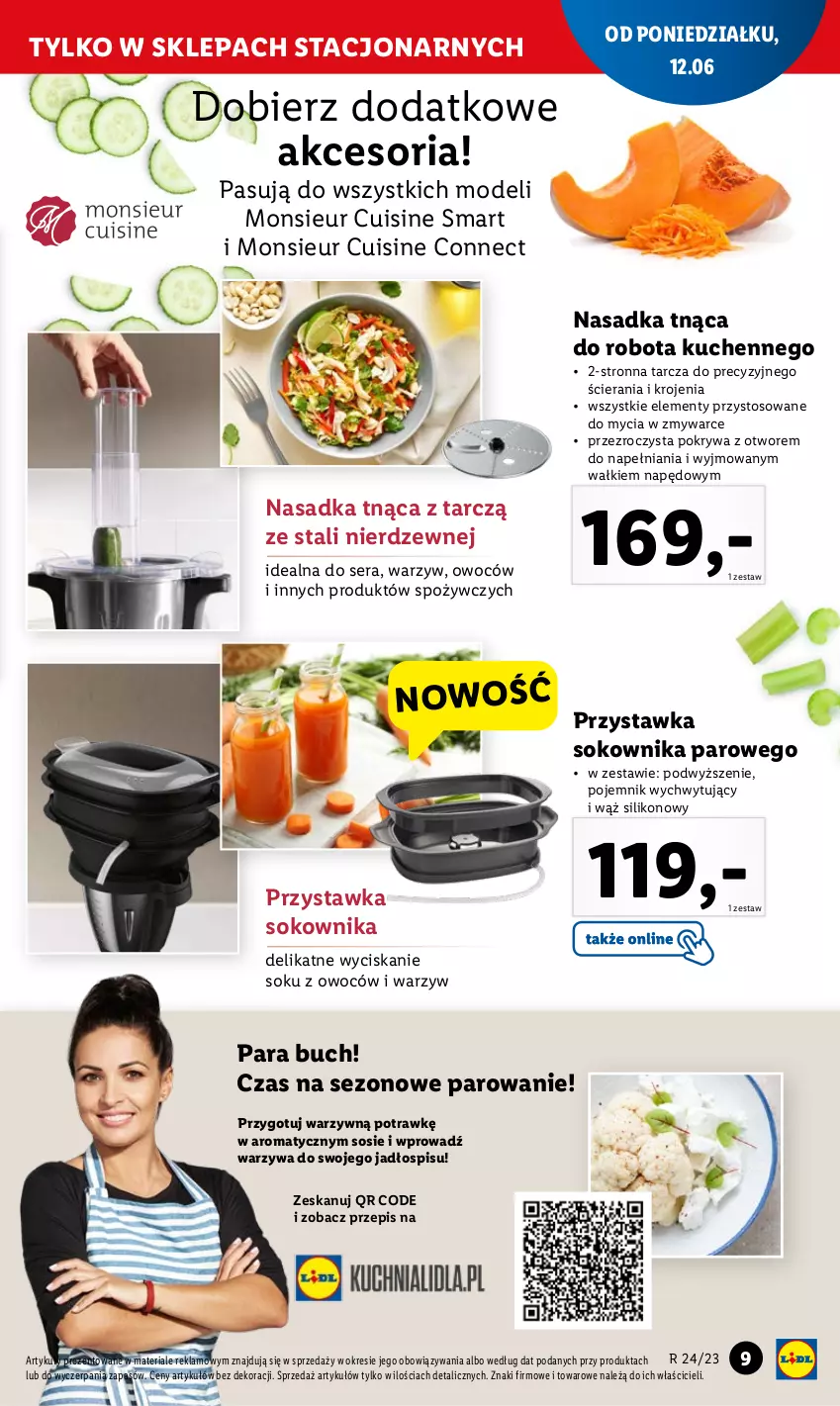 Gazetka promocyjna Lidl - GAZETKA - ważna 05.06 do 24.06.2023 - strona 9 - produkty: Pojemnik, Pokrywa, Robot, Ser, Sok, Sos, Warzywa