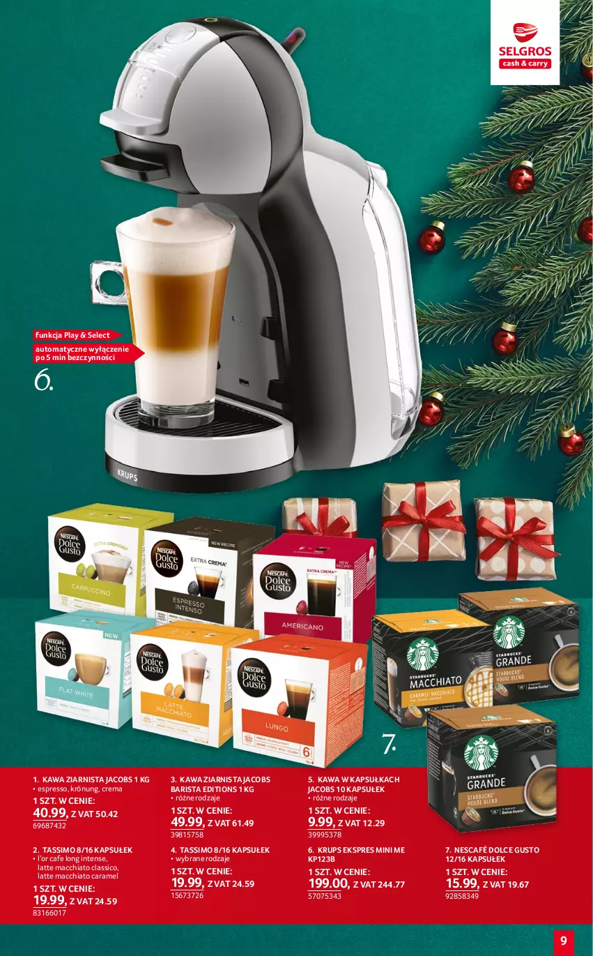 Gazetka promocyjna Selgros - Katalog Prezenty - ważna 01.12 do 14.12.2022 - strona 9 - produkty: Chia, Dolce Gusto, Jacobs, Kawa, Kawa ziarnista, Krups, Nescafé, Tassimo