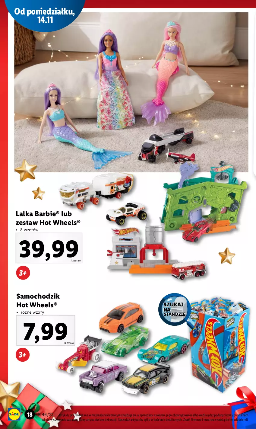 Gazetka promocyjna Lidl - GAZETKA - ważna 14.11 do 19.11.2022 - strona 18 - produkty: Barbie, Chodzik, Hot Wheels, Lalka