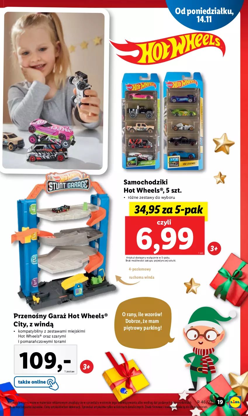 Gazetka promocyjna Lidl - GAZETKA - ważna 14.11 do 19.11.2022 - strona 19 - produkty: Chodzik, Garaż, Hot Wheels, Samochodziki