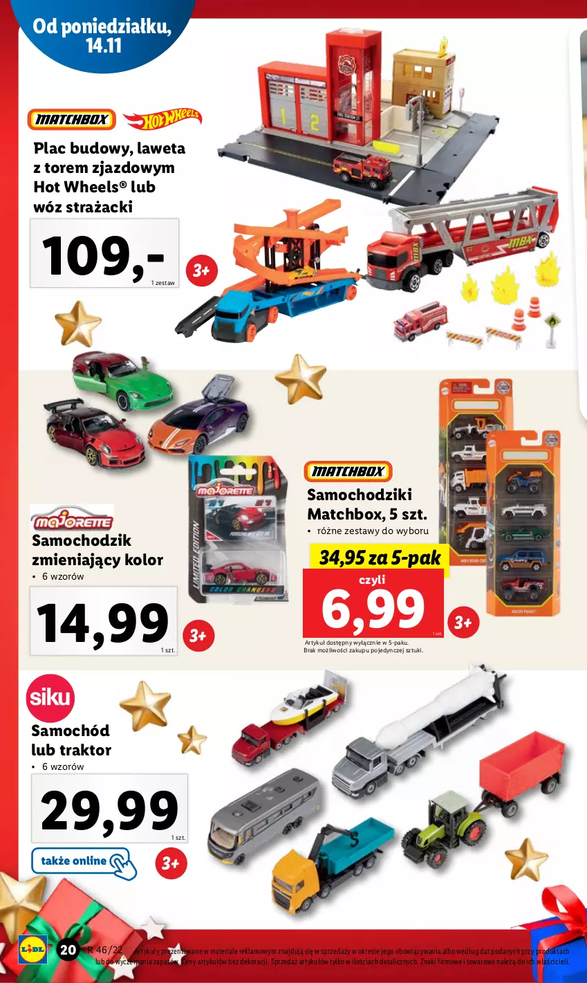 Gazetka promocyjna Lidl - GAZETKA - ważna 14.11 do 19.11.2022 - strona 20 - produkty: Chodzik, Hot Wheels, Samochód, Samochodziki, Traktor, Wóz strażacki