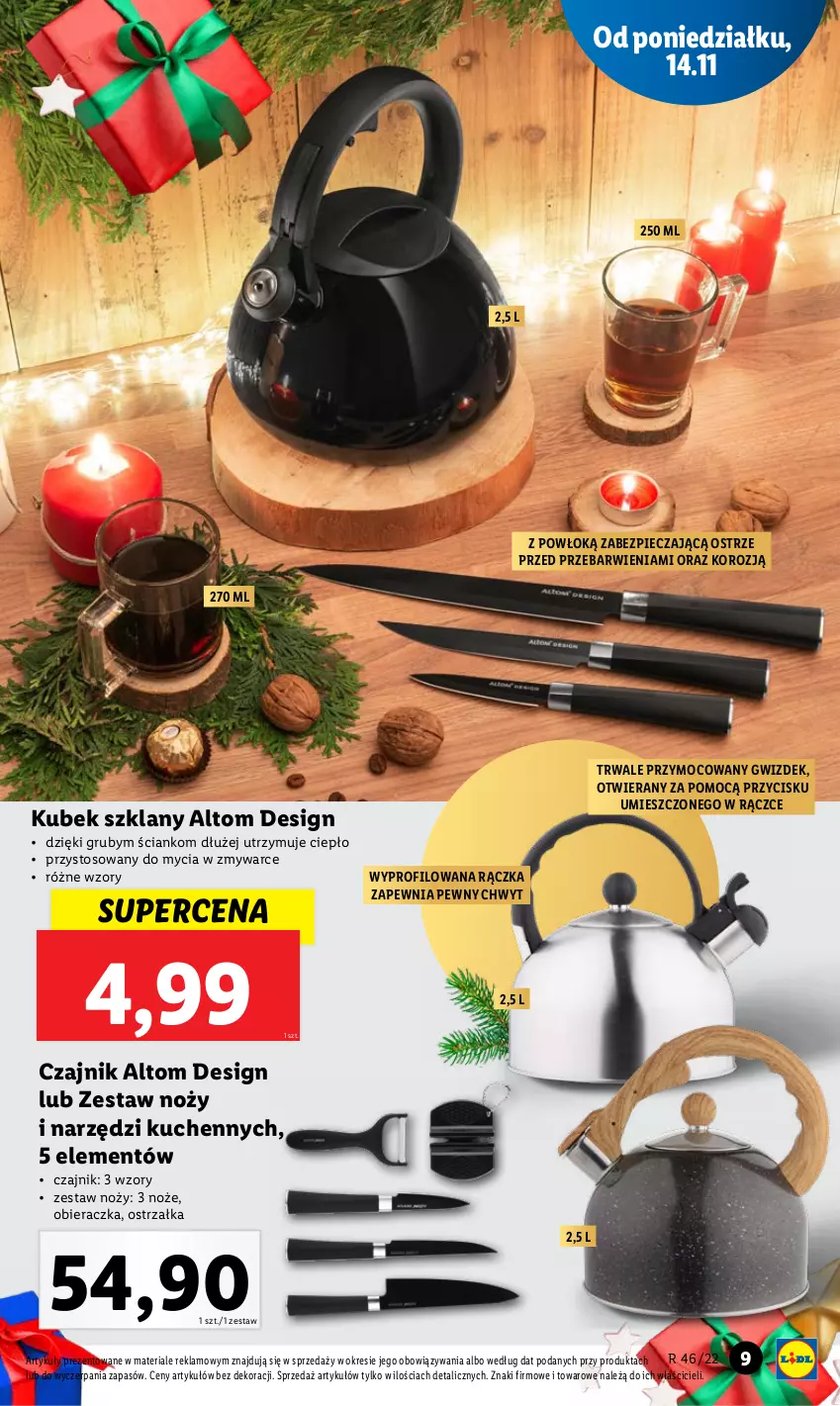 Gazetka promocyjna Lidl - GAZETKA - ważna 14.11 do 19.11.2022 - strona 9 - produkty: Czajnik, Kubek, Noż, Obieraczka, Piec